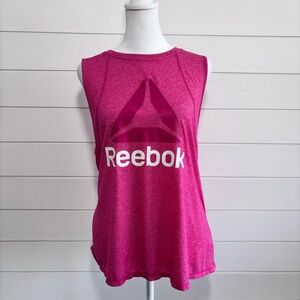 Reebok Womens Muscle Graphic Pink Tank Top Size XL